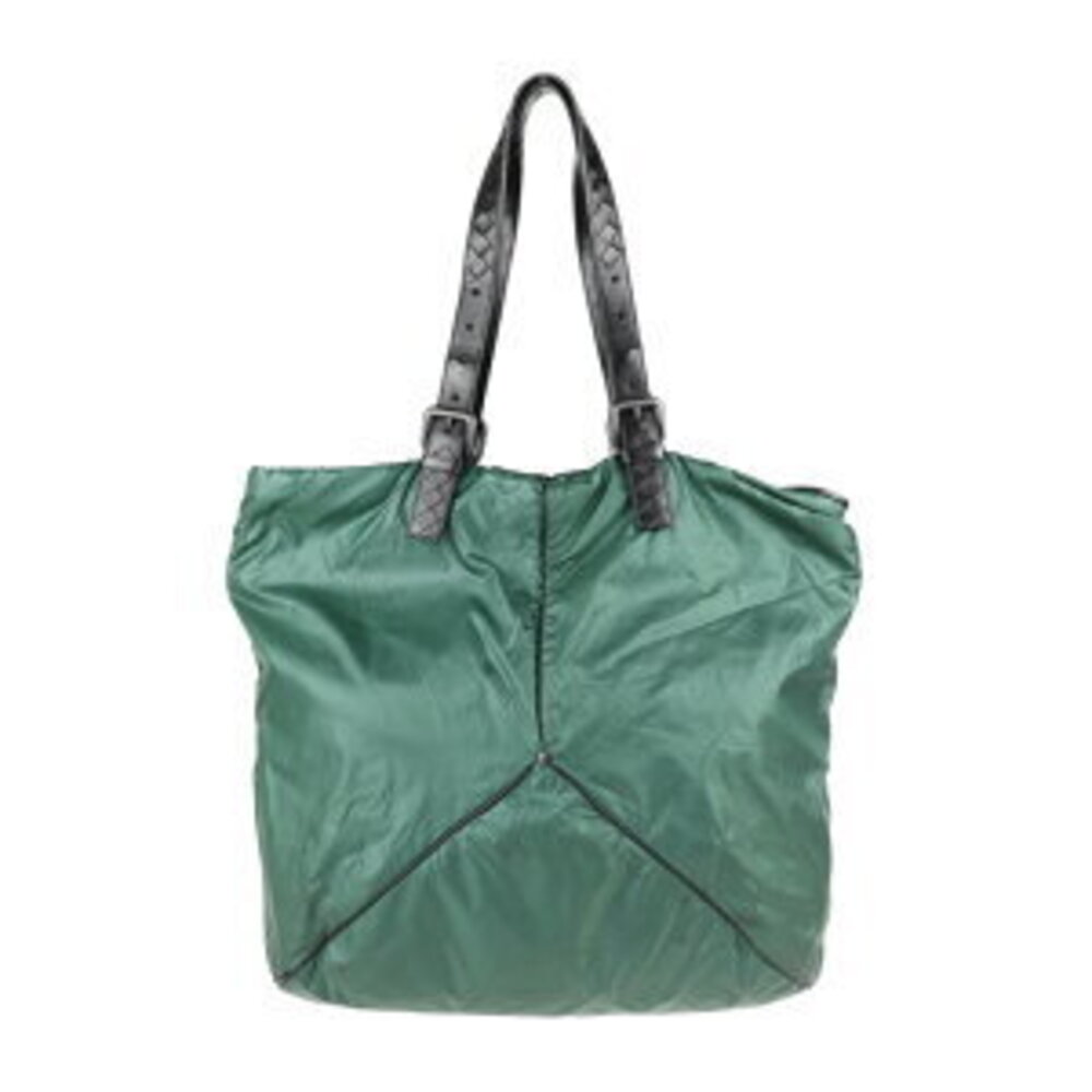 BOTTEGA VENETA Spinnaker Shoulder Bag Leather Green Black Tote